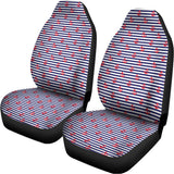 Blue Striped Nautical Anchor Print Universal Fit Car Seat Covers 102422