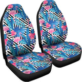 Blue Tropical And Pink Flamingo Print Universal Fit Car Seat Covers 102422