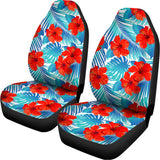 Blue Tropical Hibiscus Pattern Print Universal Fit Car Seat Covers 102422