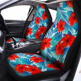 Blue Tropical Hibiscus Pattern Print Universal Fit Car Seat Covers 102422