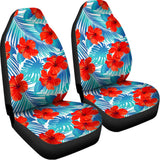 Blue Tropical Hibiscus Pattern Print Universal Fit Car Seat Covers 102422
