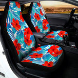 Blue Tropical Hibiscus Pattern Print Universal Fit Car Seat Covers 102422