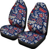 Blue Vintage Bohemian Floral Print Universal Fit Car Seat Covers 102422