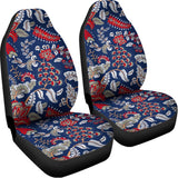 Blue Vintage Bohemian Floral Print Universal Fit Car Seat Covers 102422