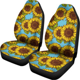 Blue Vintage Sunflower Pattern Print Universal Fit Car Seat Covers 102422