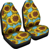 Blue Vintage Sunflower Pattern Print Universal Fit Car Seat Covers 102422