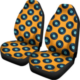 Blue Vinyl Record Pattern Print Universal Fit Car Seat Covers 102422