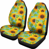 Blue Watercolor Sunflower Pattern Print Universal Fit Car Seat Covers 102422
