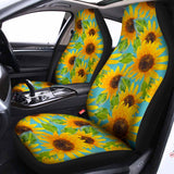 Blue Watercolor Sunflower Pattern Print Universal Fit Car Seat Covers 102422