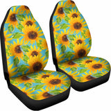 Blue Watercolor Sunflower Pattern Print Universal Fit Car Seat Covers 102422