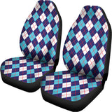 Blue White And Red Argyle Pattern Print Universal Fit Car Seat Covers 102422