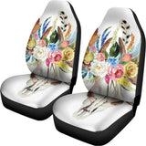 Boho Floral Deer Skull Print Universal Fit Car Seat Covers 102422