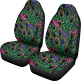 Boho Peacock Feather Pattern Print Universal Fit Car Seat Covers 102422