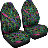Boho Peacock Feather Pattern Print Universal Fit Car Seat Covers 102422