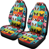 Boston Terrier Puppy Faces Print Universal Fit Car Seat Covers 102422