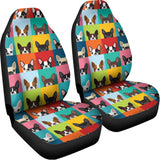 Boston Terrier Puppy Faces Print Universal Fit Car Seat Covers 102422