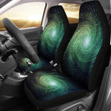 Bright Green Spiral Galaxy Space Print Universal Fit Car Seat Covers 102422