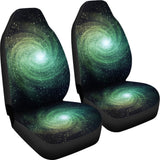 Bright Green Spiral Galaxy Space Print Universal Fit Car Seat Covers 102422