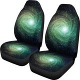 Bright Green Spiral Galaxy Space Print Universal Fit Car Seat Covers 102422