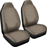 Brown And Beige Glen Plaid Print Universal Fit Car Seat Covers 102422