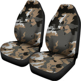 Brown And Black Camouflage Print Universal Fit Car Seat Covers 102422