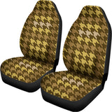Brown And Tan Houndstooth Pattern Print Universal Fit Car Seat Covers 102422