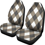 Brown And White Argyle Pattern Print Universal Fit Car Seat Covers 102422