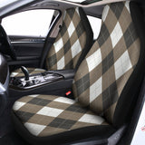 Brown And White Argyle Pattern Print Universal Fit Car Seat Covers 102422