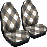 Brown And White Argyle Pattern Print Universal Fit Car Seat Covers 102422