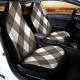 Brown And White Argyle Pattern Print Universal Fit Car Seat Covers 102422