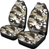 Brown And White Camouflage Print Universal Fit Car Seat Covers 102422
