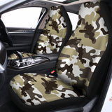 Brown And White Camouflage Print Universal Fit Car Seat Covers 102422