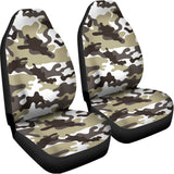 Brown And White Camouflage Print Universal Fit Car Seat Covers 102422
