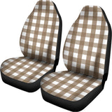 Brown And White Check Pattern Print Universal Fit Car Seat Covers 102422