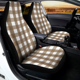 Brown And White Check Pattern Print Universal Fit Car Seat Covers 102422