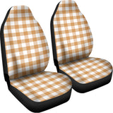 Brown And White Gingham Pattern Print Universal Fit Car Seat Covers 102422