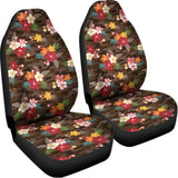 Brown Camo Hibiscus Flower Print Universal Fit Car Seat Covers 102422
