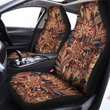 Brown Floral Bohemian Pattern Print Universal Fit Car Seat Covers 102422