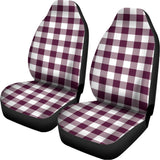 Burgundy And White Check Pattern Print Universal Fit Car Seat Covers 102422