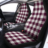 Burgundy And White Check Pattern Print Universal Fit Car Seat Covers 102422