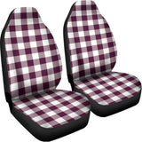 Burgundy And White Check Pattern Print Universal Fit Car Seat Covers 102422