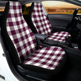 Burgundy And White Check Pattern Print Universal Fit Car Seat Covers 102422