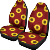Burgundy Sunflower Pattern Print Universal Fit Car Seat Covers 102422