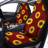 Burgundy Sunflower Pattern Print Universal Fit Car Seat Covers 102422