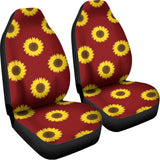Burgundy Sunflower Pattern Print Universal Fit Car Seat Covers 102422