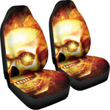 Burning Evil Skull Print Universal Fit Car Seat Covers 102422