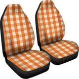 Burnt Orange And White Check Print Universal Fit Car Seat Covers 102422