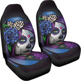 Calavera Girl Dia De Los Muertos Print Universal Fit Car Seat Covers 102422