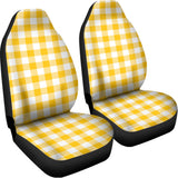 Canary Yellow And White Gingham Print Universal Fit Car Seat Covers 102422