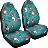 Cartoon Boston Terrier Flower Print Universal Fit Car Seat Covers 102422